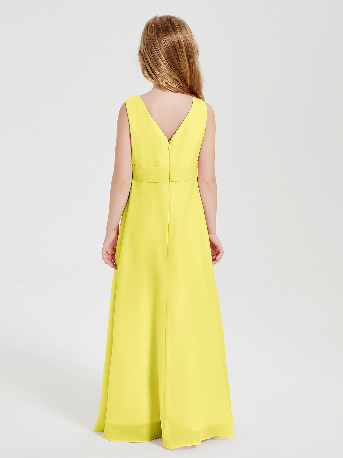 Boho Long Chiffon Bridesmaid Gown Lemon